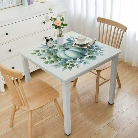 BANET Pumpkin Square Table,Thanksgiving Square Table, Linen Dresser Scarf Waterproof Square Table for Kitchen Dining Party White