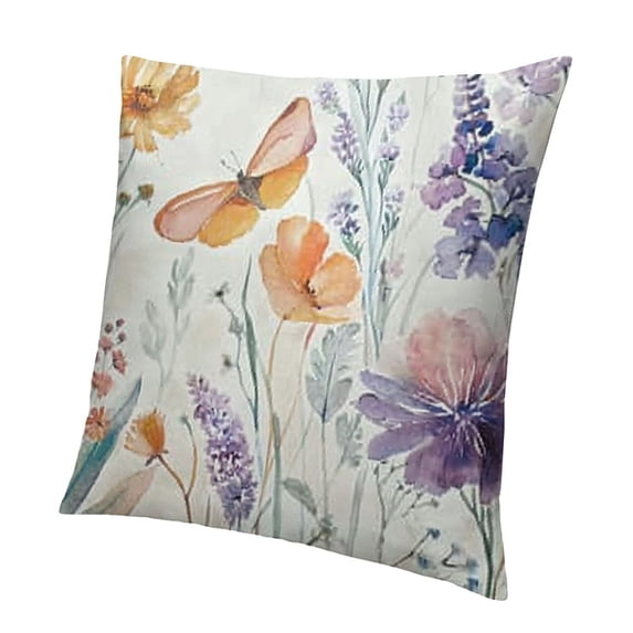BANET Purple Beige Outdoor , Watercolor Flower Leaves Decorative Throw Pillows,Plant Floral Leaf Spring Summer Seasonal Decor Pillowcase Cushion Cover for Couch Bed White