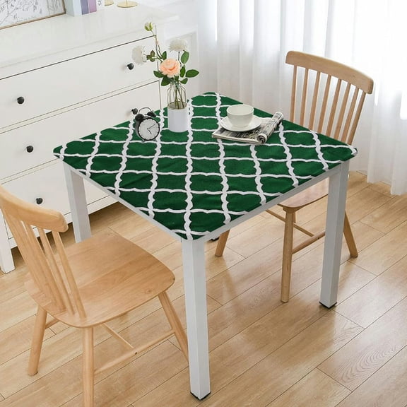 BANET Quatrefoil Tablecloth, Flower on Moroccan Trellis Mosaic Pattern Traditional Digital Print, Dining Room Kitchen Rectangular Table Cover White