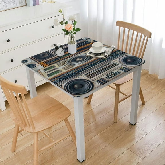 BANET Recorders Tablecloth Style Design Cassette Tape Rectangle Tablecloth Picnic Tablecloth BBQ Table Cloths Polyester for Kitchen White