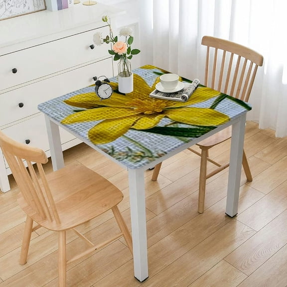 BANET  Rectangle Fabric Tablecloth, Botanical Blossoms, Vibrant Spring Floral and Butterfly Fabric Table Cloth 36*36