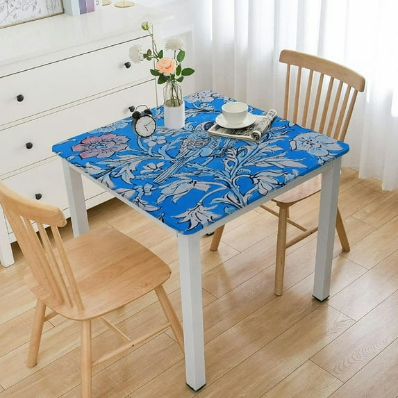BANET Rectangle Fall Tablecloth, Handblock Floral Print Linen Table Cloth for Kitchen Dining I Parties, Outdoors, Christmas, Thanksgiving white