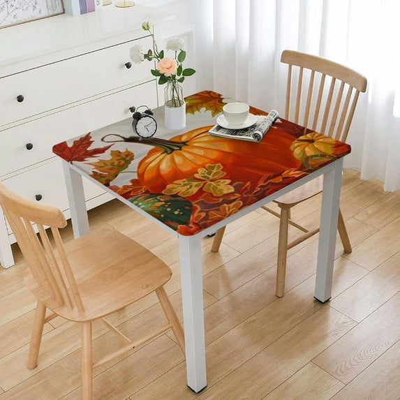 BANET Rectangle Fall Tablecloth Vintage Floral Table Cloth for Home Holiday Square Dining Kitchen white