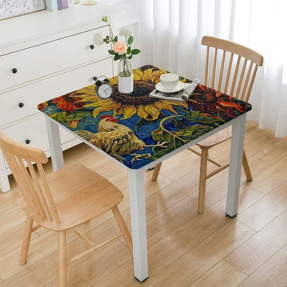 BANET Rectangle Spillproof Tablecloth Cotton Linen Table Cover for Dinners,Kitchen,Party,Banquet,Indoor and Outdoor Dining Oil Paingting Style White