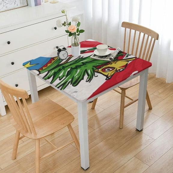BANET Rectangle/Square Tablecloth Puerto Rico Flag Cotton Linen Table Cloth Wrinkle Free Table Cover for Kitchen Dinning Wedding Party White