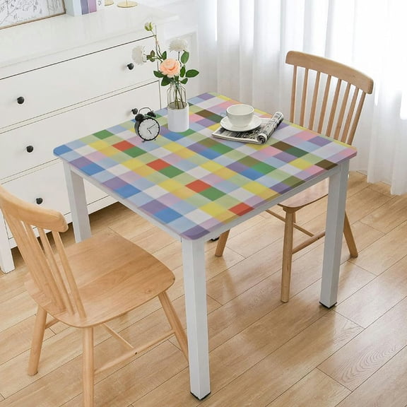 BANET Rectangle Table Cloths Buffalo Check Plaid Table Cover Spill Proof Table Covers for Kitchen Party Tabletop Decoration white