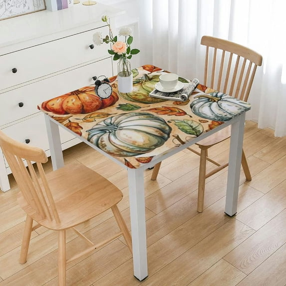 BANET Rectangle Tablecloth, Fall Thanksgiving Pumpkin Orange Waterproof Wrinkle Resistant Dinning Table Cloth Cover for Outdoor and Indoor white
