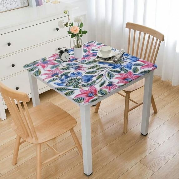 BANET  Rectangle Tablecloth, Handblock Floral Linen Table Cloth for Kitchen Dining Table I Parties Wedding Outdoors I Home Decor white