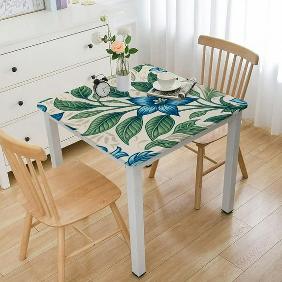 BANET Rectangle Tablecloth Peacock Blue Hydrangea Table Cloth Picnic Table Cover Vinyl Fabric Holiday Tablecloths for Kitchen Outdoor Camping Desk Cover Party Decor White