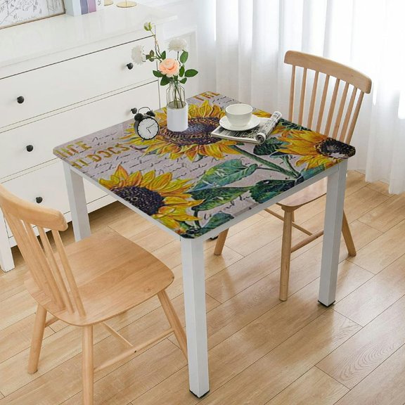 BANET Rectangle Tablecloth & Tablecloths,Rustic Orange Flower Tablecloth Washable Polyester Table Cloth Wrinkle-Free Table Cover for Dining/Party/Wedding white