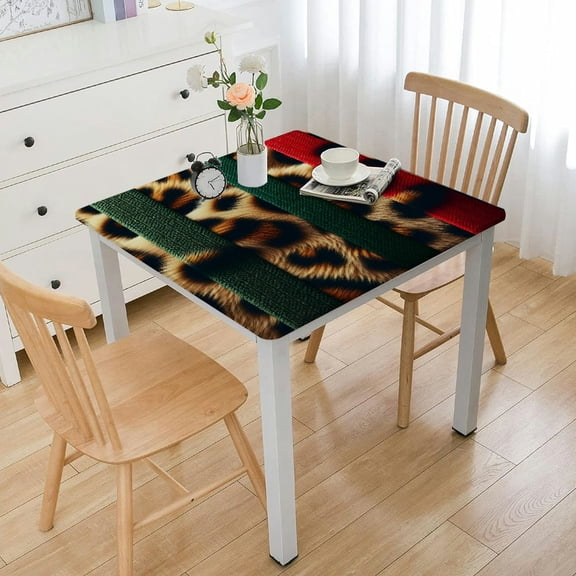 BANET Rectangle Tablecloth Waterproof & Stainproof Tablecloths,Brown Leopard Print Old-Fashioned Animal Skin Washable Table Cloth Wrinkle-Free Fabric Table Cover for Dining/Party Colorful Stripes