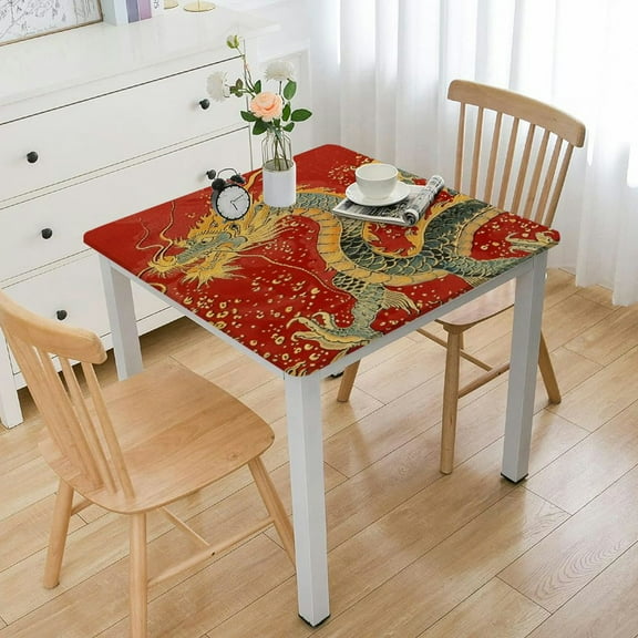 BANET Rectangle Tablecloth Waterproof &amp; Stainproof Tablecloths,Wipeable Table Cloth Wrinkle-Free for Rectangle/Square/Dining/Party,Original Dragon New Year White