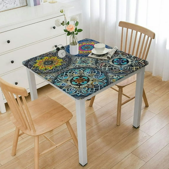 BANET Rectangle Tablecloths for Kitchen Dinning Table Style Ethnic Flower Cotton Linen Table Cover for Holiday Dinner Party/Wedding/Outdoor Patio White