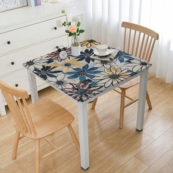 BANET Rectangular Tablecloth, Seasonal Blue Washable Table Cover for Party Picnic Dinner Decor white