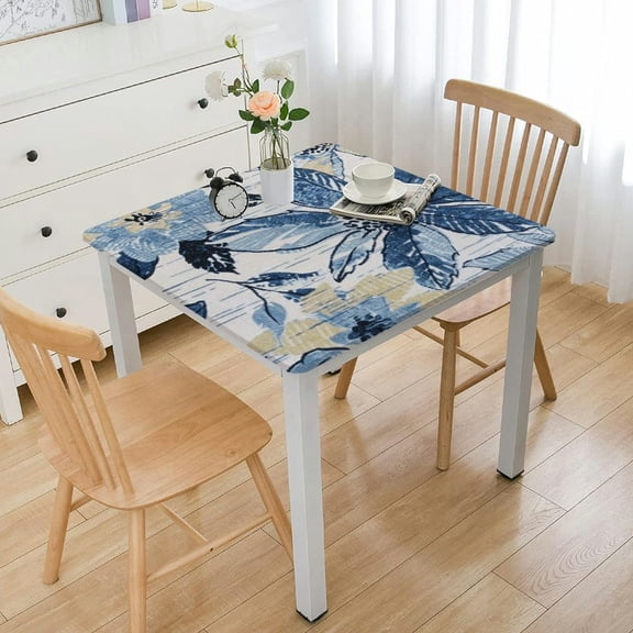 BANET Rectangular Tablecloth Seasonal Daisy Blue Washable Table Cover for Party Picnic Dinner Decor white