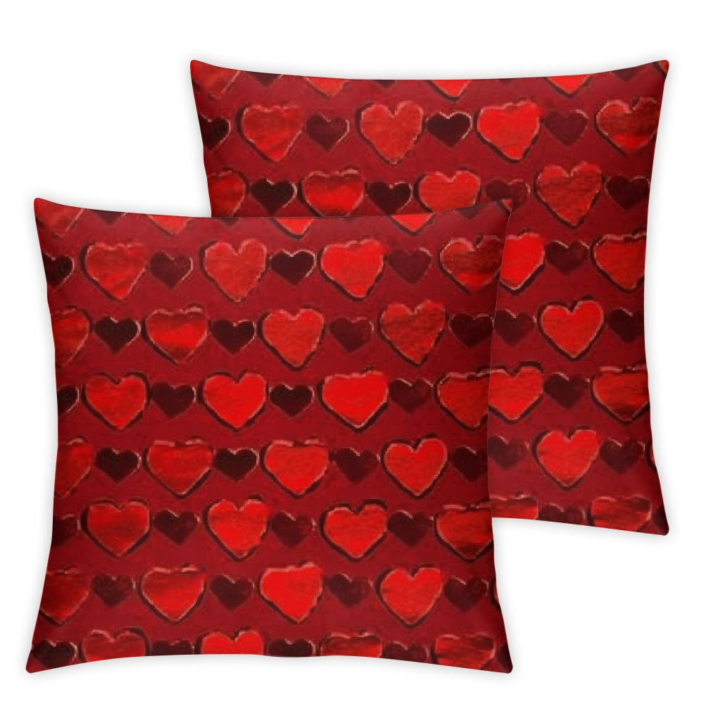 BANET Red Hearts Throw Pillow Covers,Retro Black Red Heart Decorative ...