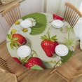 thumbnail image 1 of BANET Red Strawberry with Green Leaves White Flowers on Light Green Round Table Cloth, Circle Table  White Dinner Tablecloth, Desk Cloth Cover for Home Party Wedding 38"-42, 1 of 8