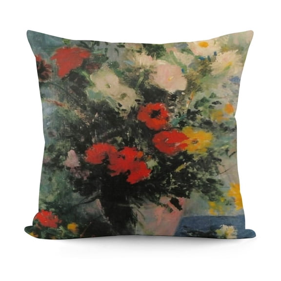 BANET Rely+ Flower in a Vase Classic Arts Throw Pillow Case Decorative Printing Pillow Covers for Couch, Sofa, Bedroom, Farmhouse 18x18in