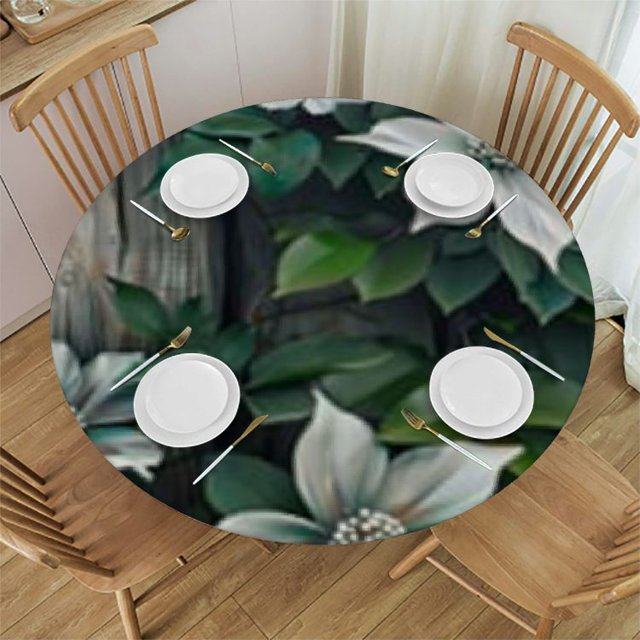 Retro Round Fitted Tablecloth with Elastic Edge Fitted Table