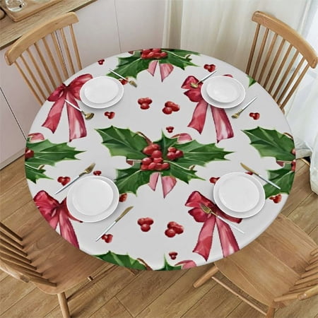 BANET Round Fitted Table Covers Elastic Edge Circle Tablecloth for Dining Party Holiday Fits Round Table 38"-42