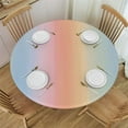 thumbnail image 1 of BANET  Round Fitted Tablecloth with Elastic Edge, Waterproof Round Table Cover, Vinyl Flannel Backed Table Cloth Fits Round Tables for Outdoor, Picnic, Rainbow Striped 42"-46, 1 of 8