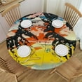 thumbnail image 1 of BANET Round Table Cloth Cover, Elastic Waterproof Fitted Table Covers for Round Tables, with Abstract Tie Dyeing Yellow Blue Tablecloth for Picnic, Camping, Indoor 31"-35, 1 of 8