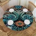 thumbnail image 1 of BANET Round Table Cloth Elastic Tablecloth for , Waterproof Stain Resistant Elastic Stretch Tablecloth with Traditional Floral Paisley Bandanna Pattern Black, Table Cover for Indoor and 54"-58, 1 of 8