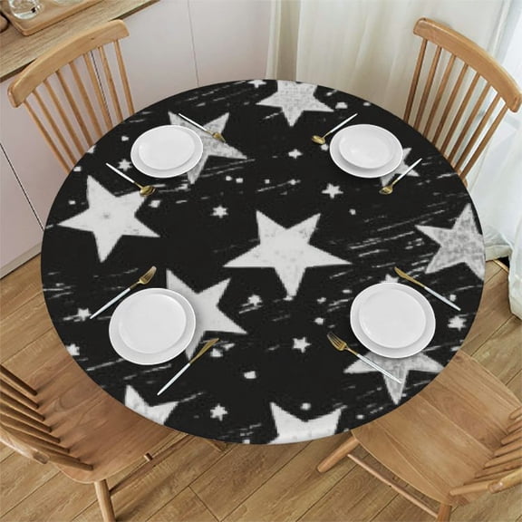 BANET Round Tablecloth Black Table Cloths Waterproof Table Cover for Dining Holiday Banquet 31"-35