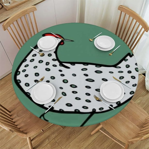 BANET Round Tablecloth Chicken Tablecloth Rooster Animal Dot Farm Life Nature Hen Doodle Bird Table Cloth for Dining Tables, Parties, Wedding and Banquet Decoration 38"-42