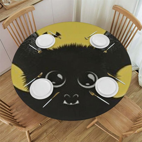 BANET Round Tablecloth,Circular Table Cover Happy Halloween Bat for Buffet Table, Home,Parties, Holiday Dinner 31"-35