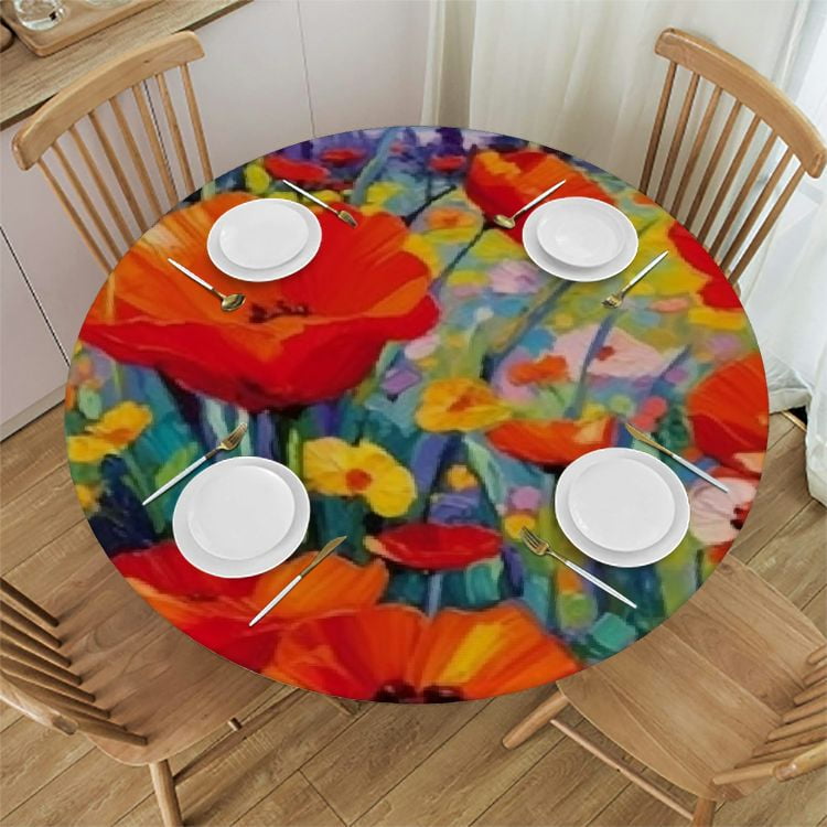 BANET Round Tablecloth Colored Floral,Art Exotic Plants Botanical ...