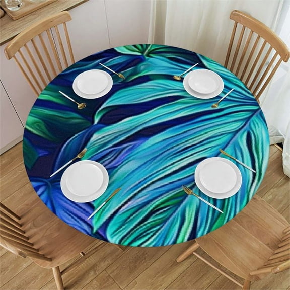 BANET Round Tablecloth Fitted Elastic Tablecloths Indoor Outdoor Washable Reusable Round Table Cover for Kitchen Picnic Party 31"-35