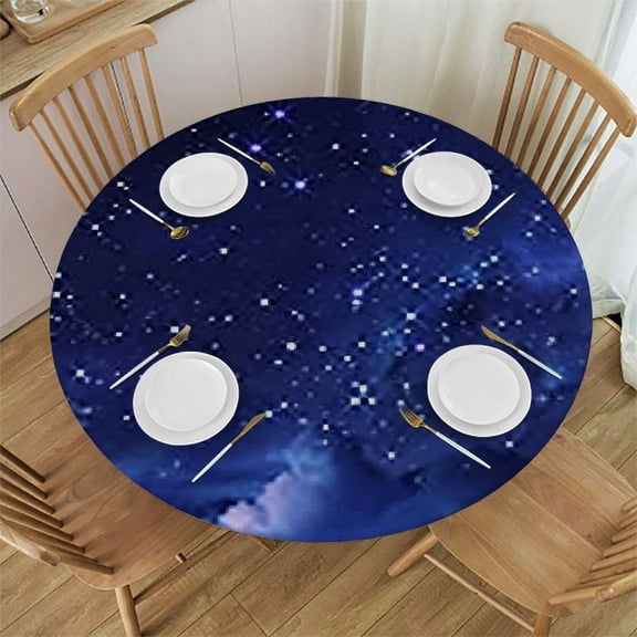 BANET Round Tablecloth Hand Tablecloth Mystic Symbols Moon Star Table Cloth for Dining Tables, Parties, Wedding and Banquet Decoration 46"-50
