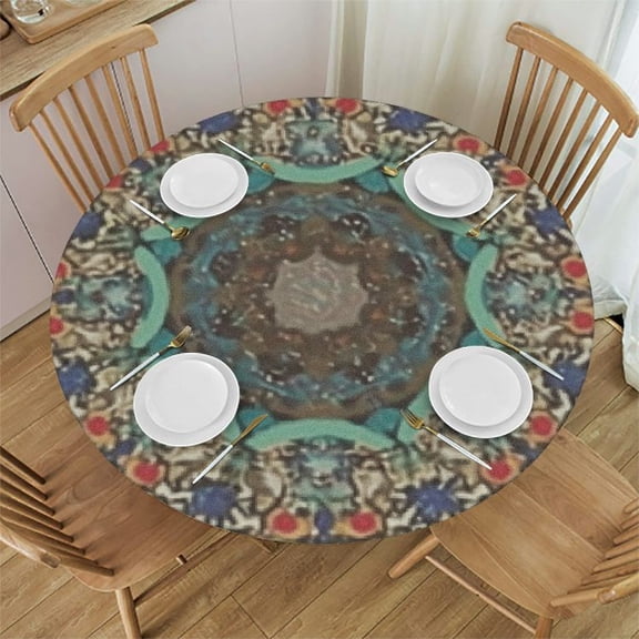 BANET Round Tablecloth Indianturkish Ethnic Mandala Polyester Tablecover, Anti-wrinkle and smooth Table Cloth for Kitchen/Home Decoration 42"-46