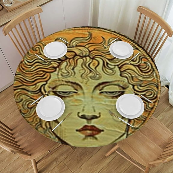 BANET Round Tablecloths Circular Table Cover White Flowers for Buffet Table, Home,Parties, Holiday Dinner 31"-35