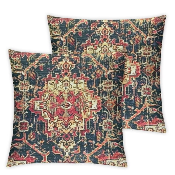 BANET Rust Red Ethnic Throw Pillow Covers Carpet Vintage Decorative Pillows Square Pillow Cases Accent Home Decor for Bedroom Couch Sofa Porch Set of 2 12x12in