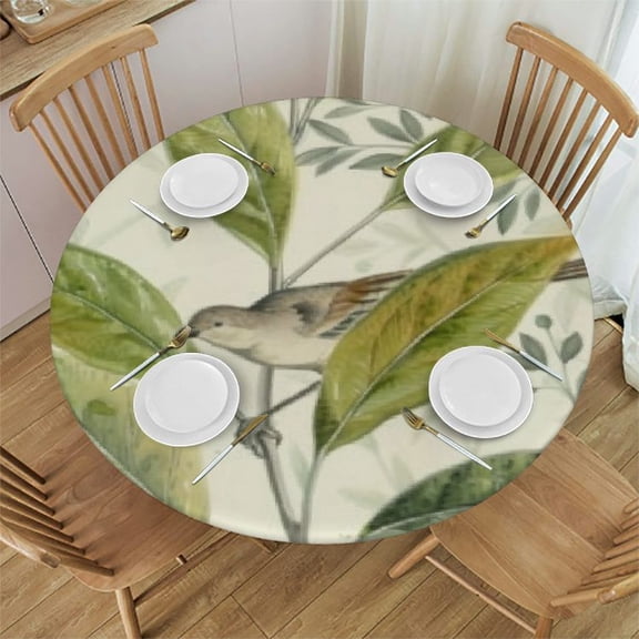 BANET Rustic Cabin Bear Tablecloth Round - Vintage Lodge Bear Table Cloth Farmhouse Country Style Wildlife Animal Table Cover for Kitchen Camping Banquet Dining 31"-35