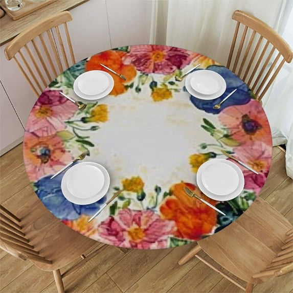 BANET  Sage Green Leaf Tablecloth Round - Watercolor Leaves Table Cover Round Decorations Plant Foliage Table Cloth Decor for Home Kitchen Dining Party 31"-35