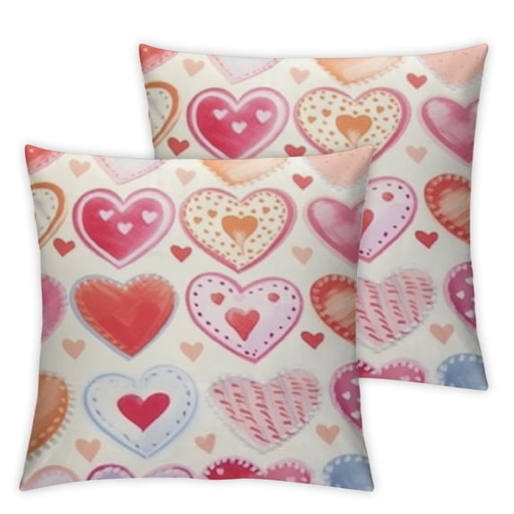 BANET Satin Pillowcase for Hair and Skin, Love Heart Pillowcase Pillowcases with Zipper Pillow Cases Pillow Cover Set of 2 20x20in