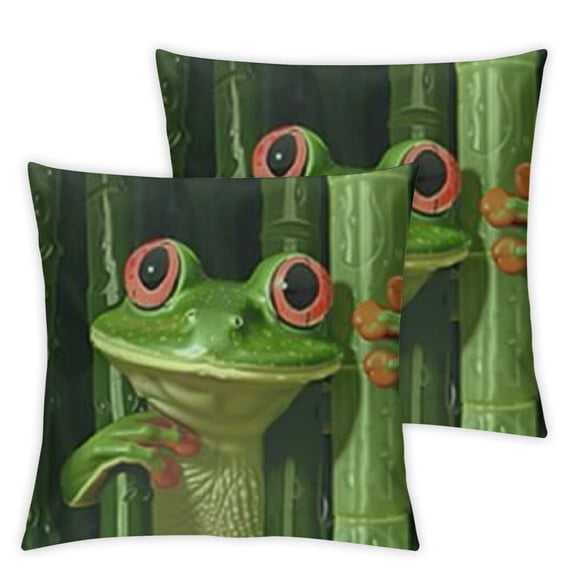 BANET Satin for Hair and Skin, Funny Frog s with Zipper Slip Cooling Satin Pillow Cases Set of 2 24x24in