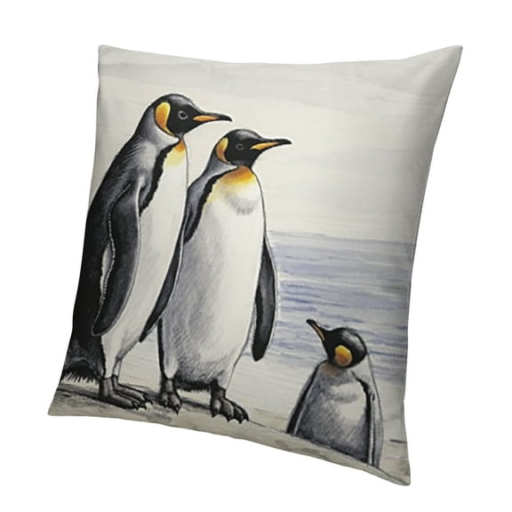 BANET Sea Animals Throw Pillow Cushion Cover, Hand Drawn Art Aquatic Flightless Birds South Pole Wildlife, Decorative Square Accent Pillow Case 12x12in