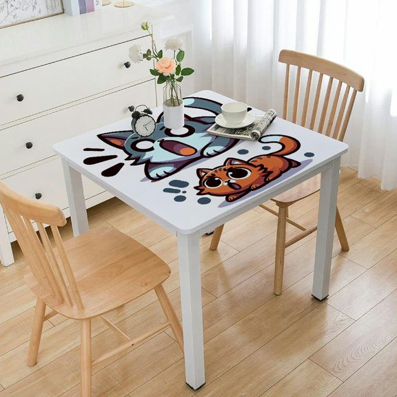 BANET Seamless Pattern Tablecloth Cute Design Crowd Rectangle Tablecloth Picnic Tablecloth BBQ Table Cloths Polyester for Kitchen White