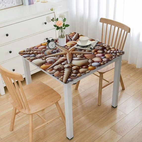 BANET Seashells Outdoor Tablecloth, Pile of Seashells Nature Beach Theme Sea Starfish Spiral Shape Pattern, Decorative Washable Picnic Table Cloth White
