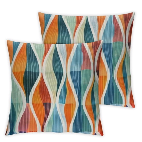 BANET Set of 2 Blue Orange Drop Shapes Pattern ative Throw Pillows Style Outdoor Pillowcase for Couch Sofa Bed 18x18in