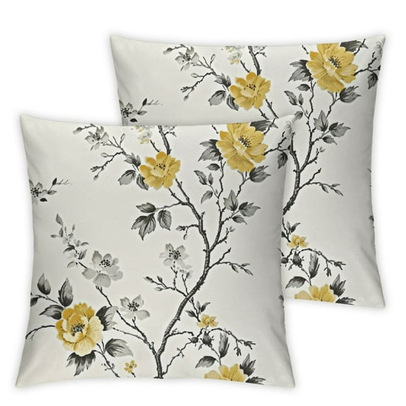 BANET Set of 2 Twin Bedding Grey and Yellow Bedding 20x20in