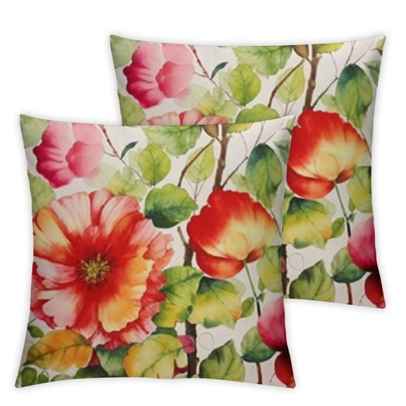 BANET Elegant Red Floral Pillowcase, Decorative for Home Decor  12x12in