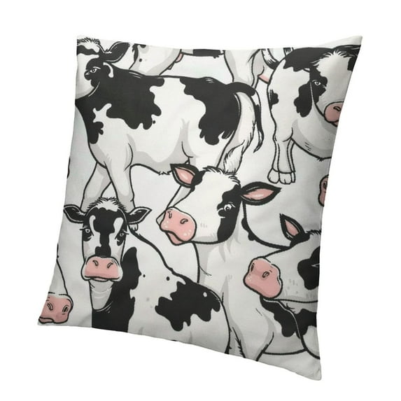 BANET Short Plush Pillow Case Soft Pillow Case, Cute Funny Milk Cow Print Decor Home Cushion Covers for Couch/Sofa/Bedroom/Car 12x12in