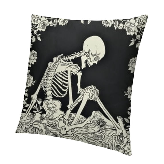BANET Skull The Kissing Lovers Art Throw Pillow Case, Gift for Wife, Girlfriend, for Tarot Lovers, Skull Lovers, Wedding, Cushion Cover for Sofa Couch Bed 18x18in