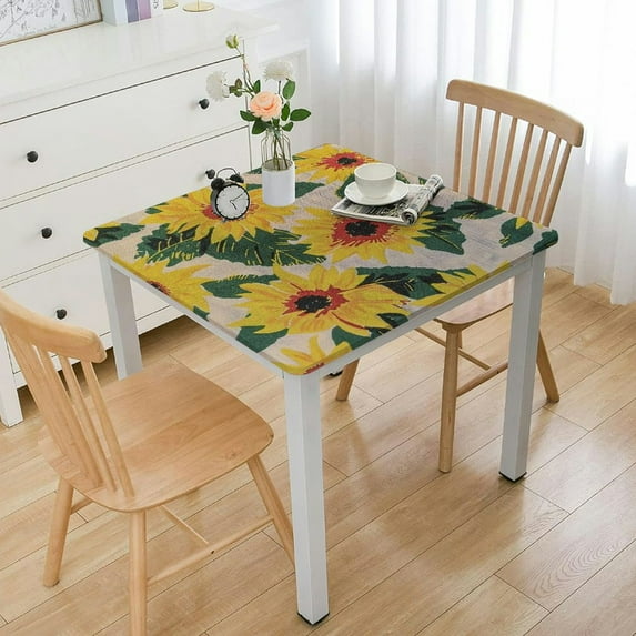 BANET Small with ,Cotton Linen Fabric Table Cover, Table Cloth for Kitchen Dinning Home Decorations white