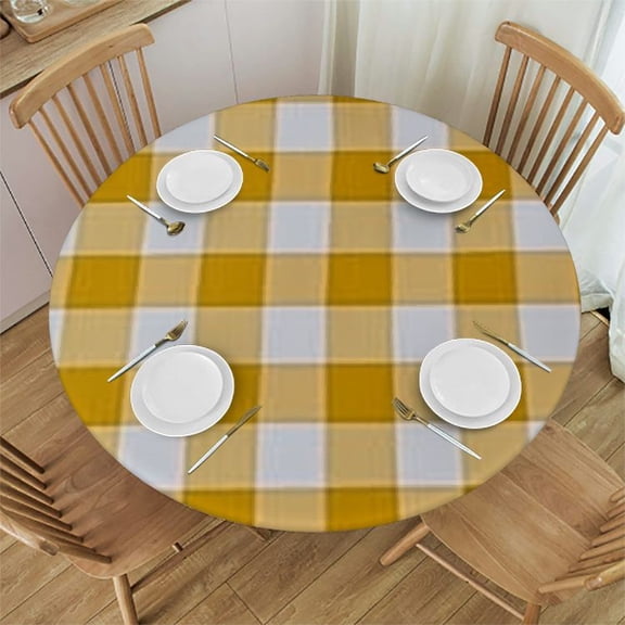 BANET  Spillproof Checkered Spring/Summer Fabric Indoor Outdoor Tablecloth, Outdoor Table Cloth for Round Tables, Picnic/Patio Table Covers 31"-35